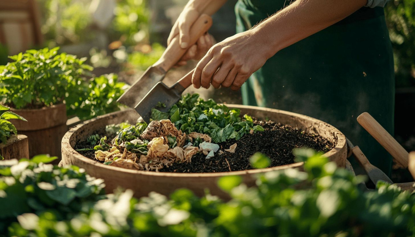 Création d'un compost maison pour un jardin potager écologique